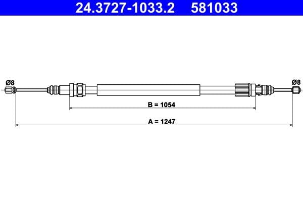Cablu, frana de parcare ATE 24.3727-1033.2