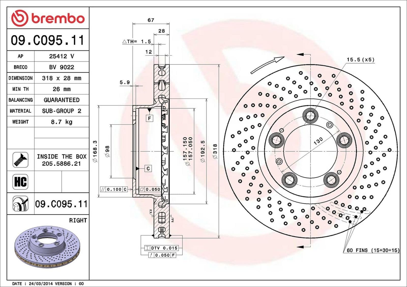 Disc frana BREMBO 09.C095.11