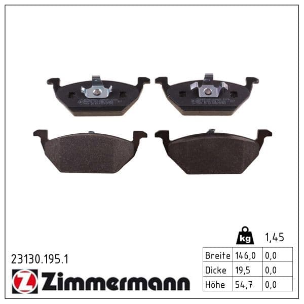 set placute frana,frana disc ZIMMERMANN 23130.195.1