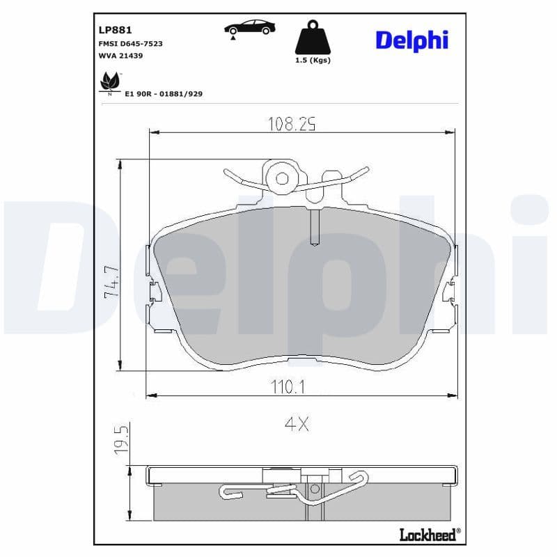 set placute frana,frana disc DELPHI LP881