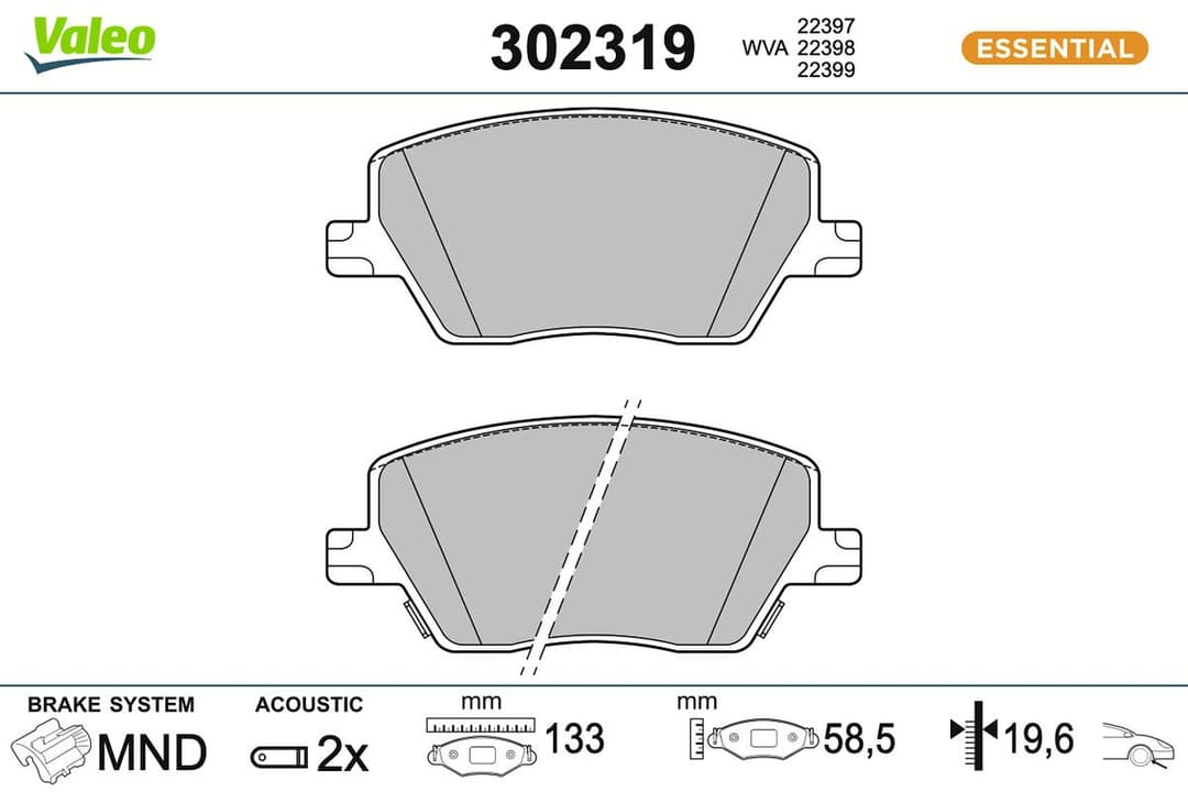 set placute frana,frana disc VALEO ESSENTIAL 302319