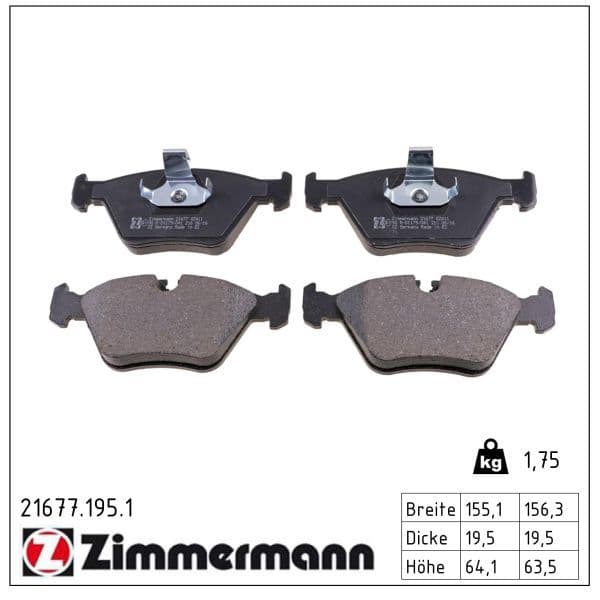 set placute frana,frana disc ZIMMERMANN 21677.195.1