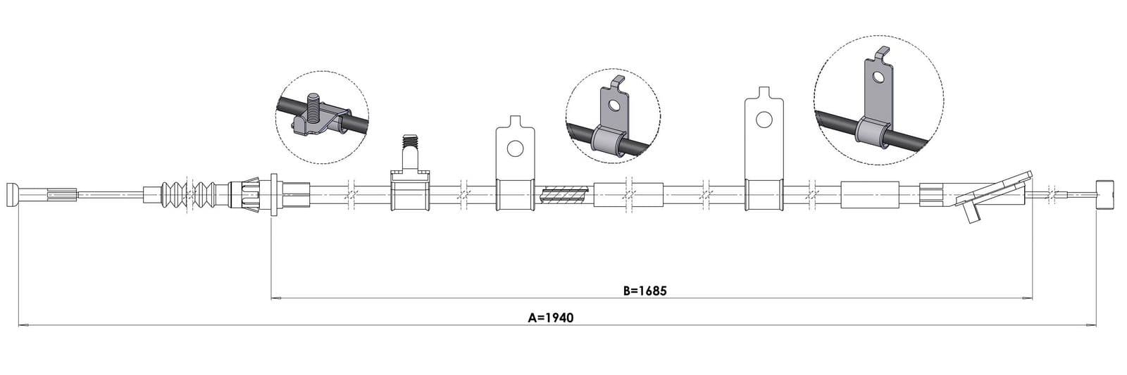 Cablu, frana de parcare METZGER 1.MA006