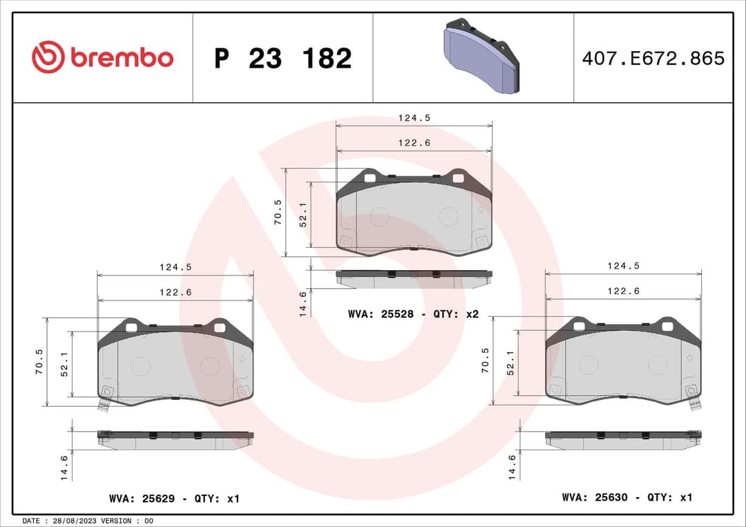 set placute frana,frana disc BREMBO PRIME LINE P 23 182