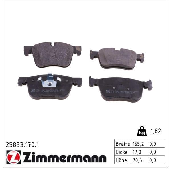 set placute frana,frana disc ZIMMERMANN 25833.170.1
