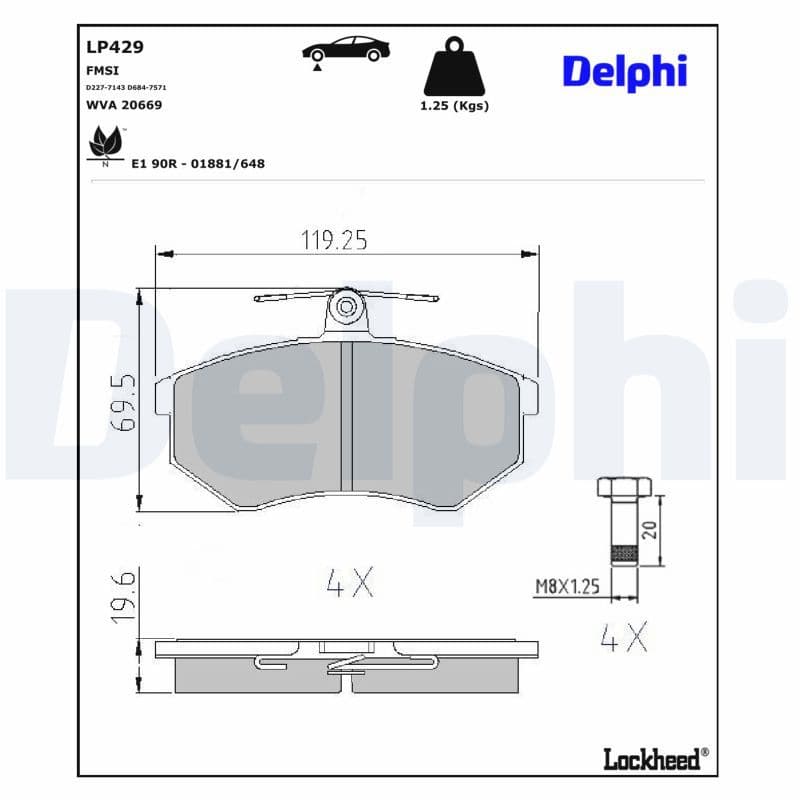 set placute frana,frana disc DELPHI LP429