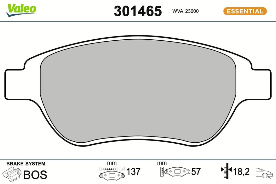 set placute frana,frana disc VALEO ESSENTIAL 301465