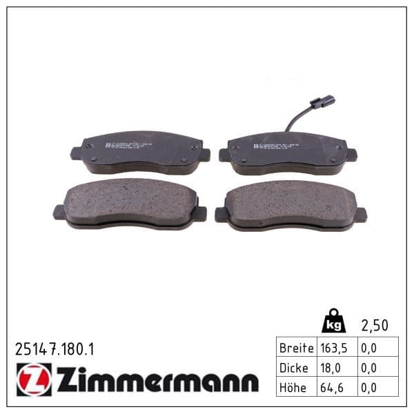 set placute frana,frana disc ZIMMERMANN 25147.180.1
