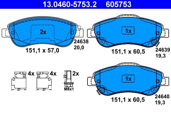 set placute frana,frana disc ATE 13.0460-5753.2