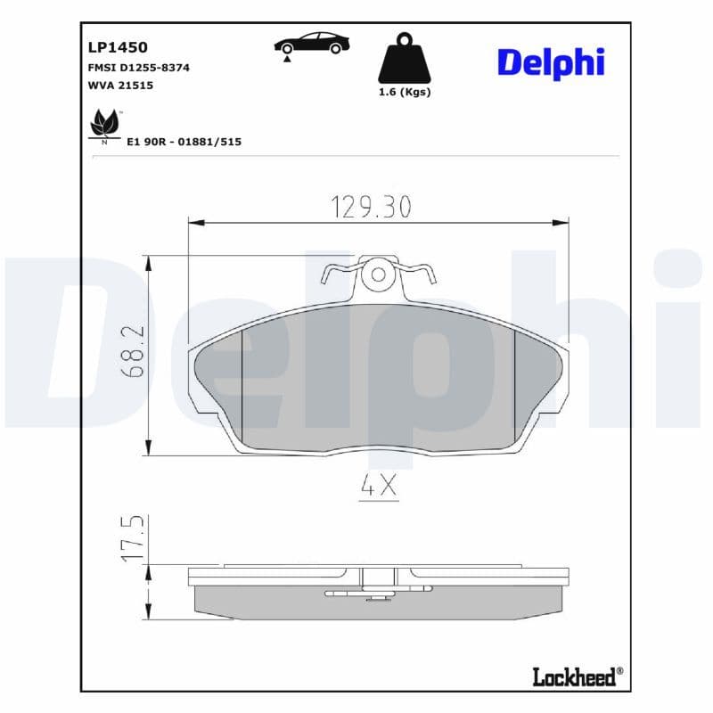 set placute frana,frana disc DELPHI LP1450