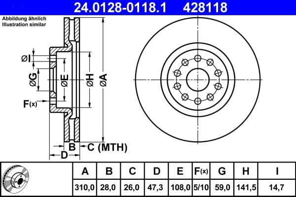 Disc frana ATE 24.0128-0118.1