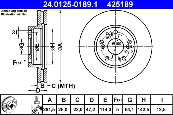 Disc frana ATE 24.0125-0189.1
