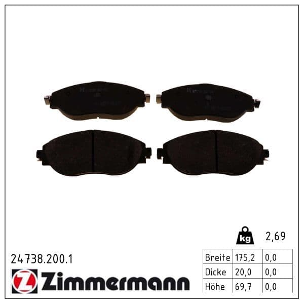 set placute frana,frana disc ZIMMERMANN 24738.200.1