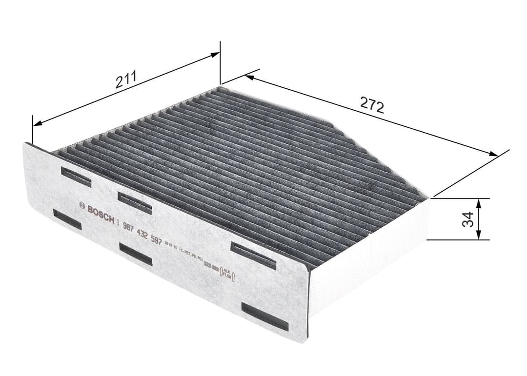 Filtru, aer habitaclu BOSCH 1 987 432 597