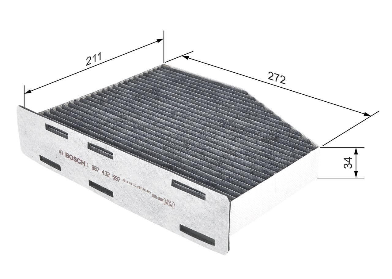 Filtru, aer habitaclu BOSCH 1 987 432 597