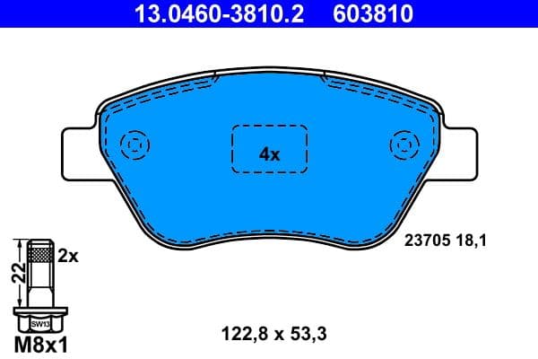 set placute frana,frana disc ATE 13.0460-3810.2