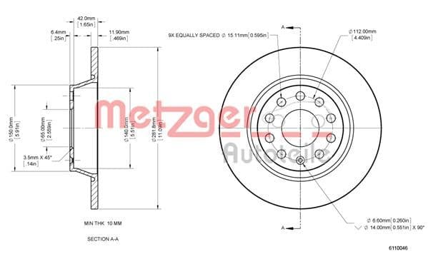 Disc frana METZGER 6110046