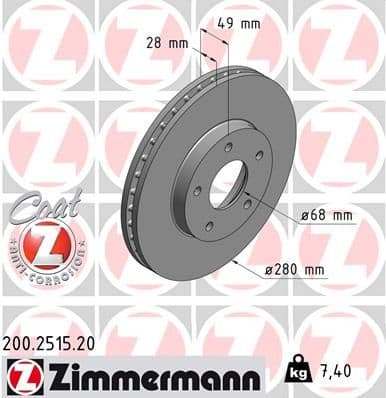 Disc frana ZIMMERMANN 200.2515.20