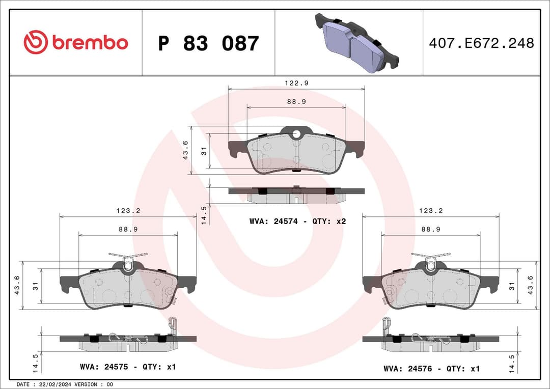 set placute frana,frana disc BREMBO PRIME LINE P 83 087