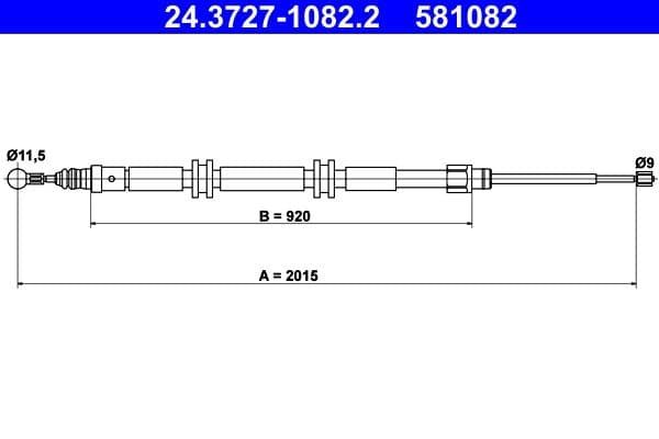 Cablu, frana de parcare ATE 24.3727-1082.2