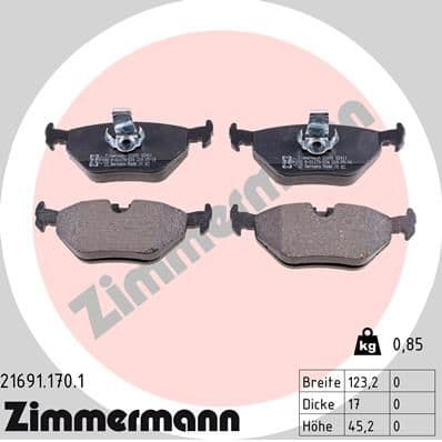set placute frana,frana disc ZIMMERMANN 21691.170.1