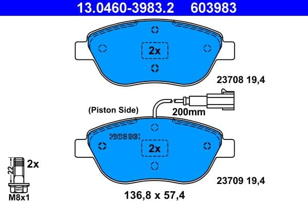 set placute frana,frana disc ATE 13.0460-3983.2