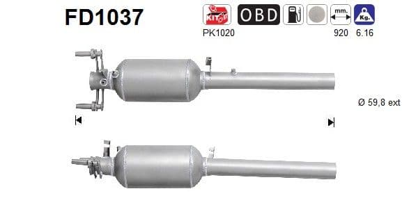 Filtru funingine/particule, sist.de esapament AS FD1037