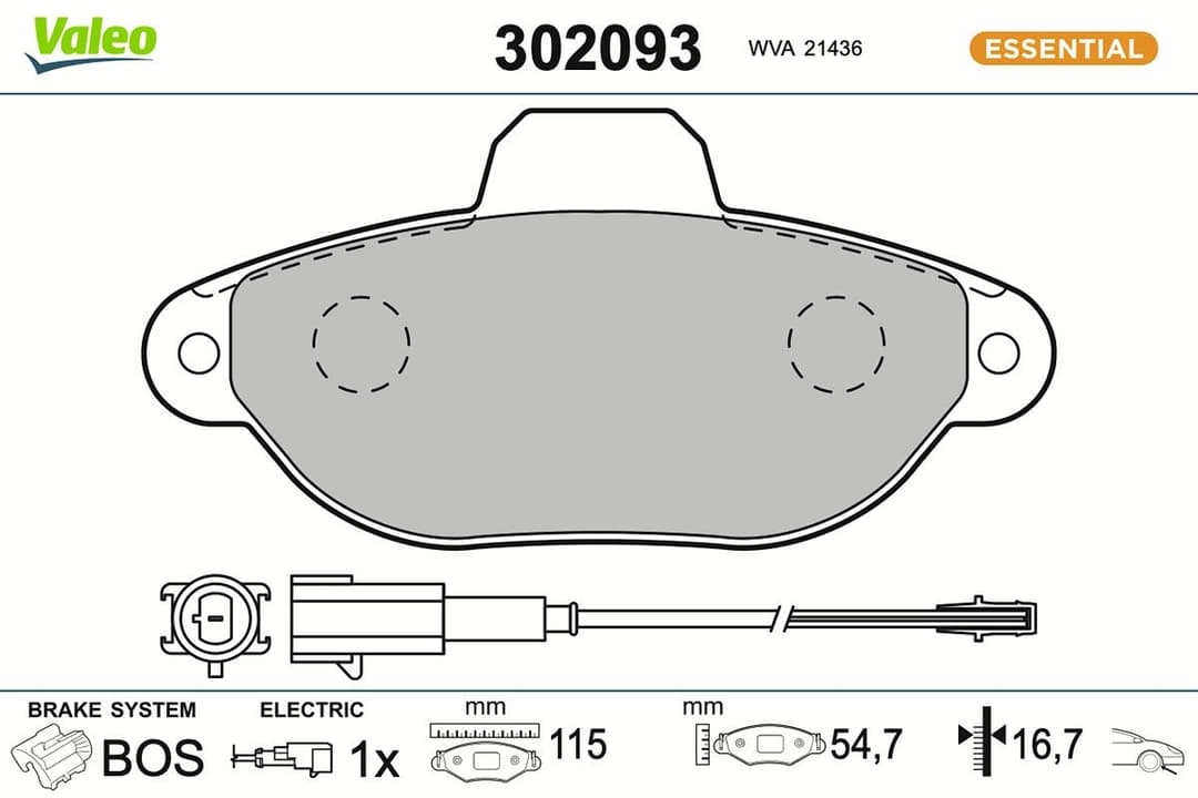 set placute frana,frana disc VALEO ESSENTIAL 302093