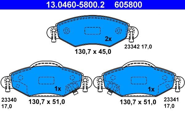 set placute frana,frana disc ATE 13.0460-5800.2