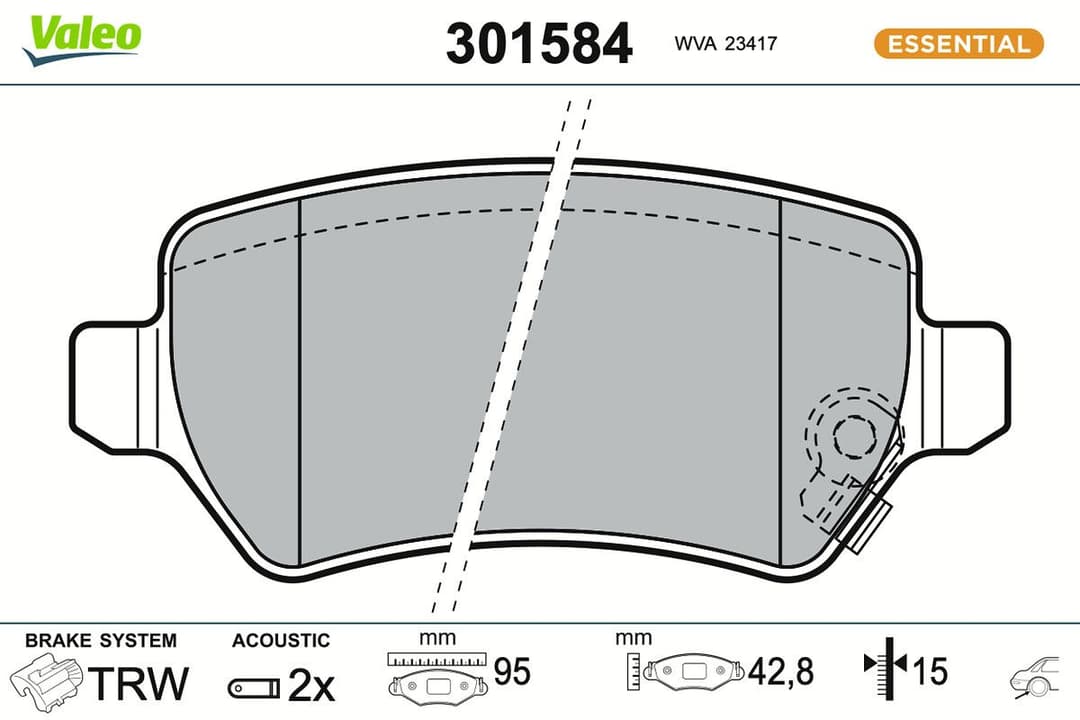 set placute frana,frana disc VALEO ESSENTIAL 301584