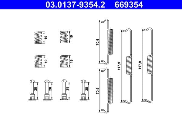 set accesorii, saboti frana parcare ATE 03.0137-9354.2