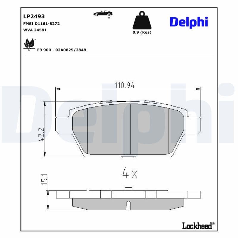set placute frana,frana disc DELPHI LP2493