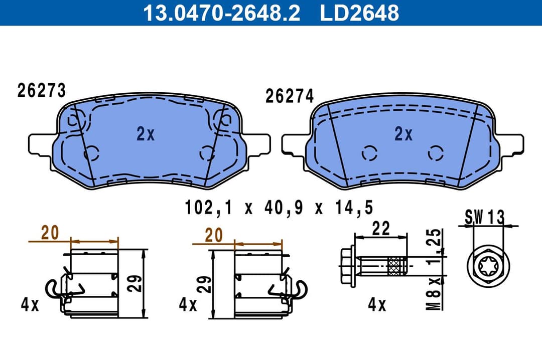 set placute frana,frana disc ATE Ceramic 13.0470-2648.2