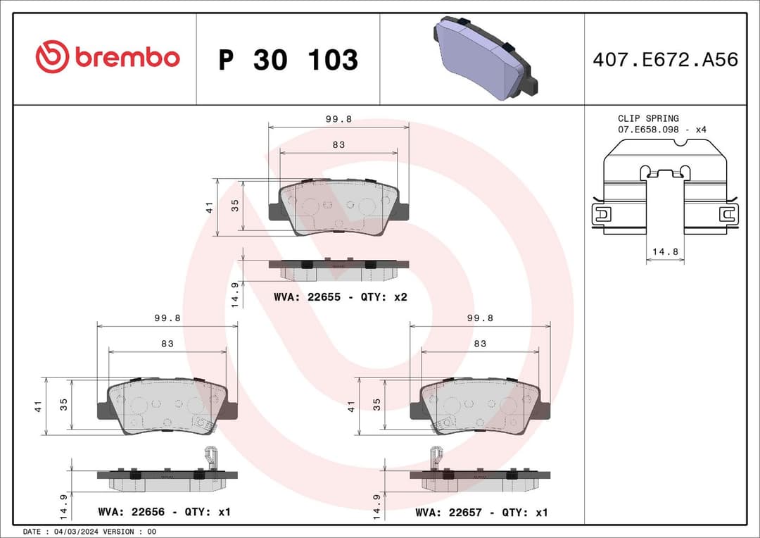 set placute frana,frana disc BREMBO PRIME LINE P 30 103