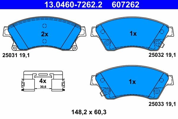 set placute frana,frana disc ATE 13.0460-7262.2