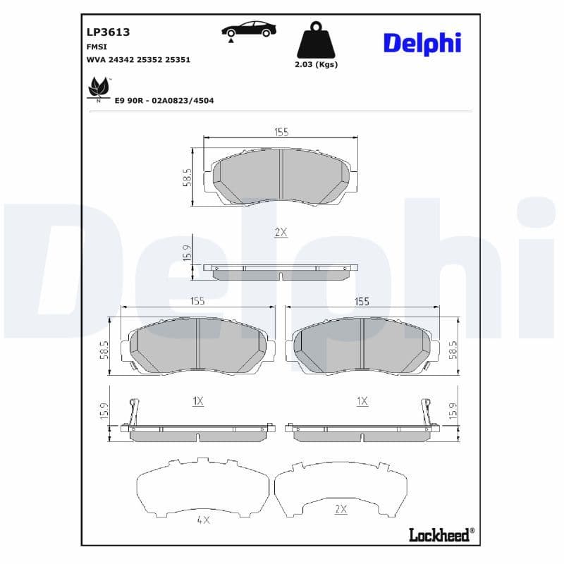 set placute frana,frana disc DELPHI LP3613