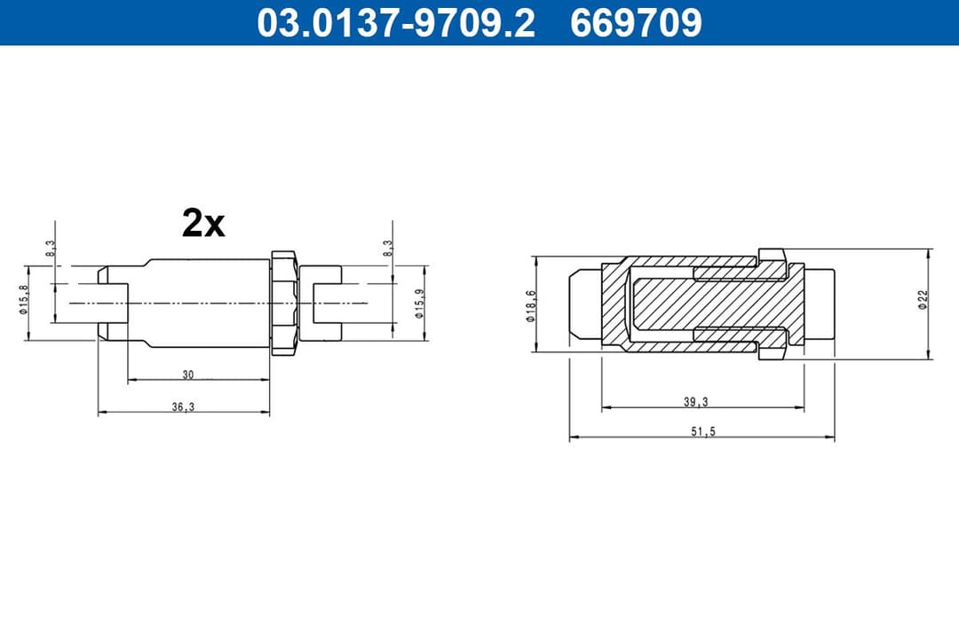 set accesorii, saboti frana parcare ATE ajustarea piuliței 03.0137-9709.2