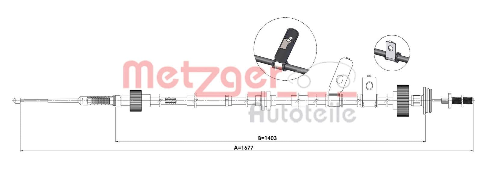 Cablu, frana de parcare METZGER 1E.LR003