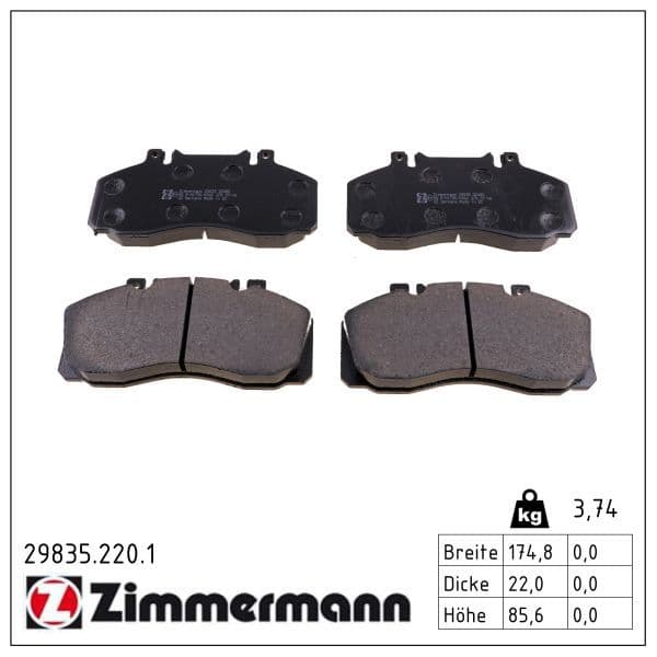 set placute frana,frana disc ZIMMERMANN 29835.220.1