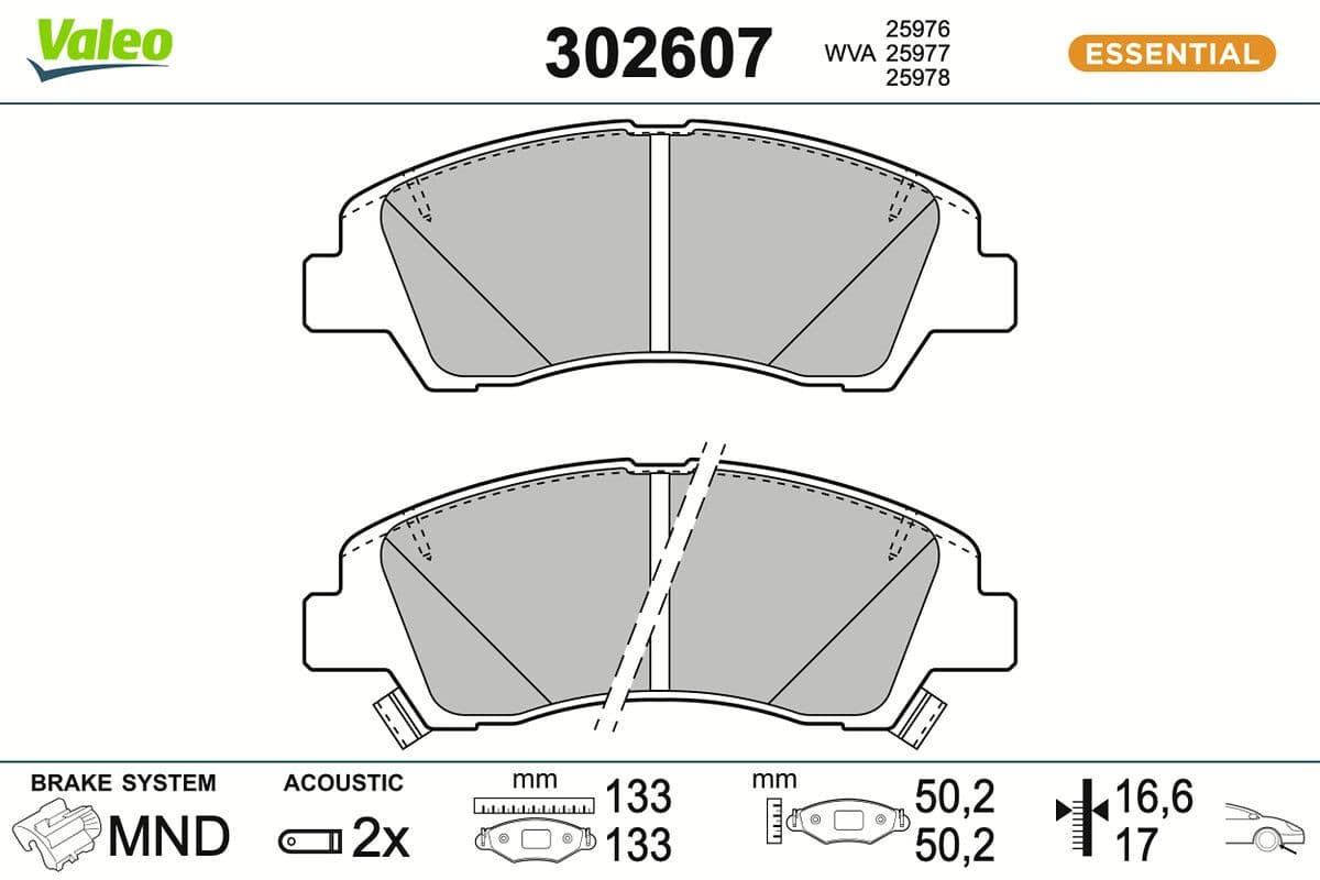 set placute frana,frana disc VALEO 302607