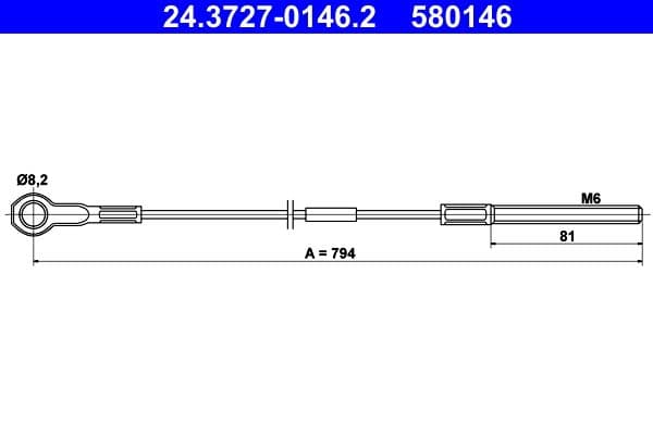 Cablu, frana de parcare ATE 24.3727-0146.2
