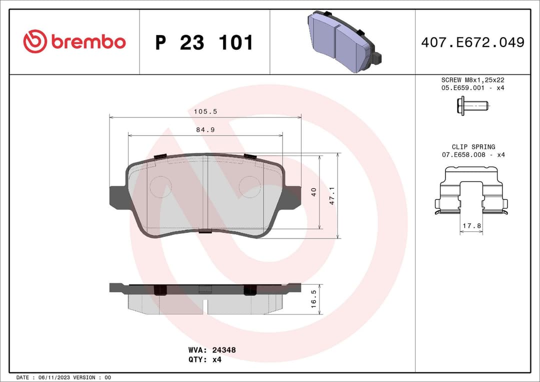 set placute frana,frana disc BREMBO PRIME LINE P 23 101
