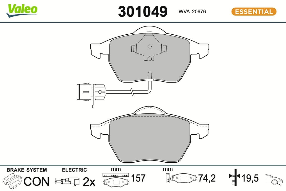 set placute frana,frana disc VALEO ESSENTIAL 301049