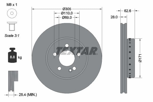 Disc frana TEXTAR PRO+ 92343625