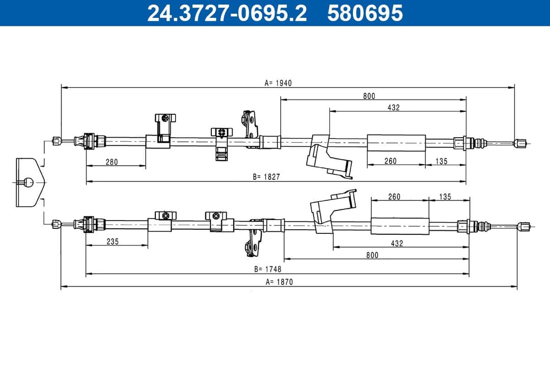 Cablu, frana de parcare ATE 24.3727-0695.2