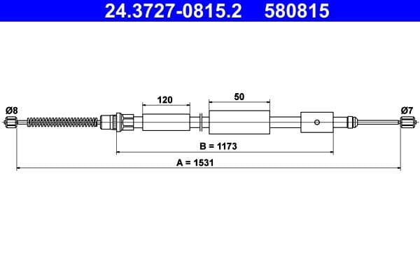 Cablu, frana de parcare ATE 24.3727-0815.2