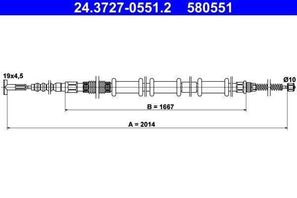 Cablu, frana de parcare ATE 24.3727-0551.2
