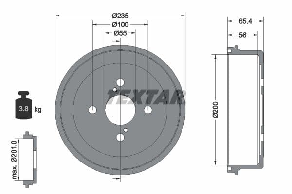 Tambur frana TEXTAR 94021200
