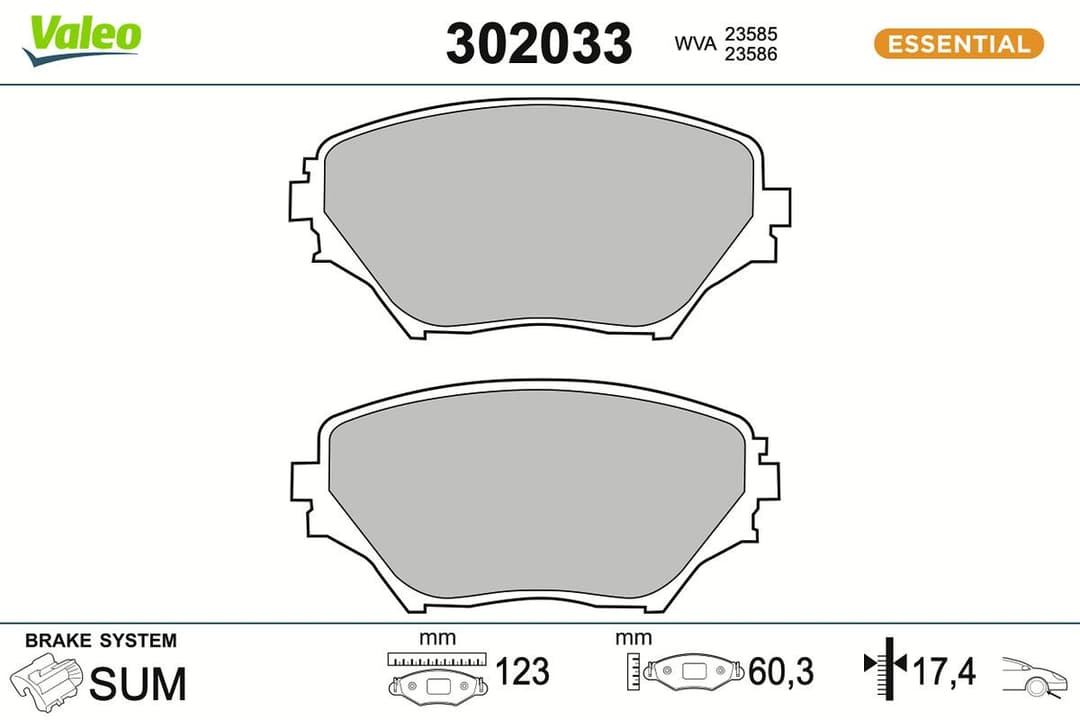 set placute frana,frana disc VALEO ESSENTIAL 302033