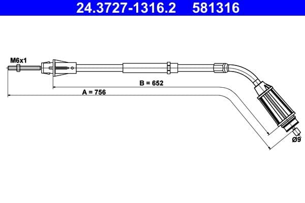 Cablu, frana de parcare ATE 24.3727-1316.2